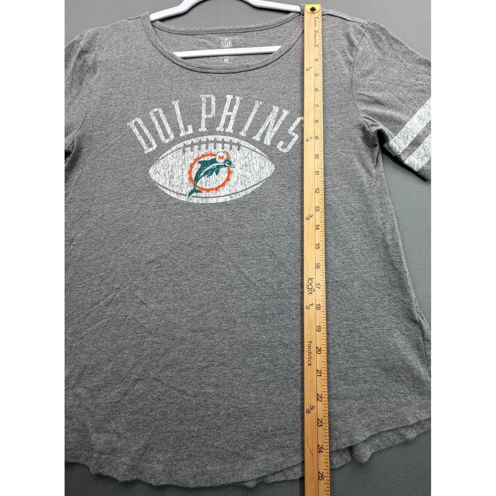 NFL Miami Dolphins T Shirt Heather Gray Distressed Football Tee | Women's Medium - Picture 5 of 8